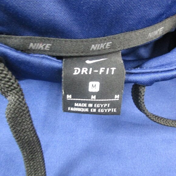 Nike Dri-Fit Hoodie Mens Medium Blue Stretch Swoosh Logo Long Sleeve Drawstring - Picture 3 of 8